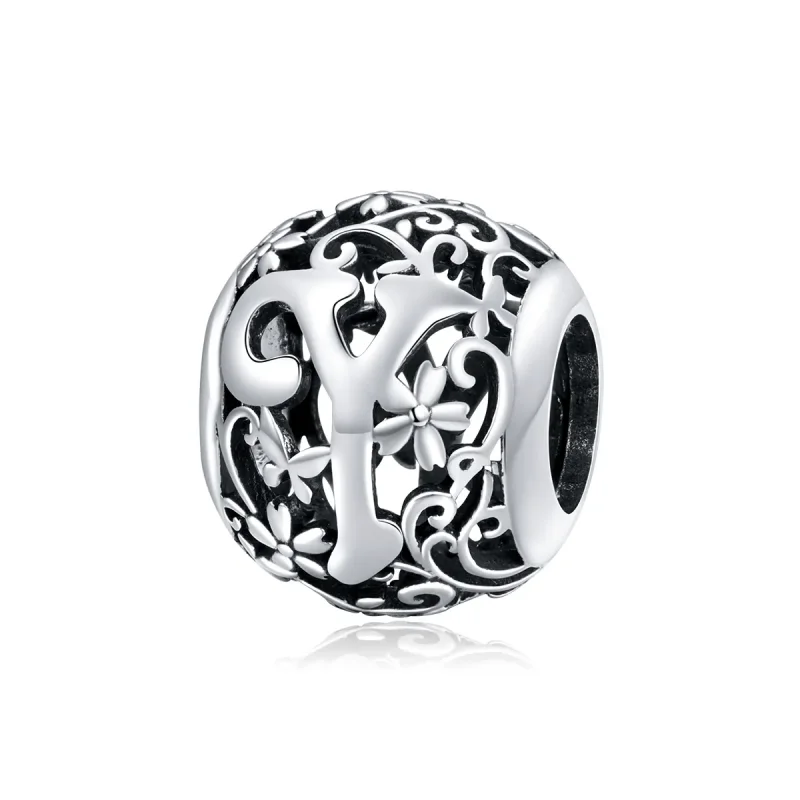 (image for) Openwork Flower Letter Y Charm - PANDORA Style - SCC1444-Y - Product Image