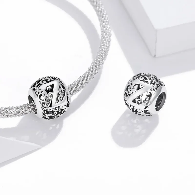(image for) Openwork Flower Letter Z Charm - PANDORA Style - SCC1444-Z - View 4