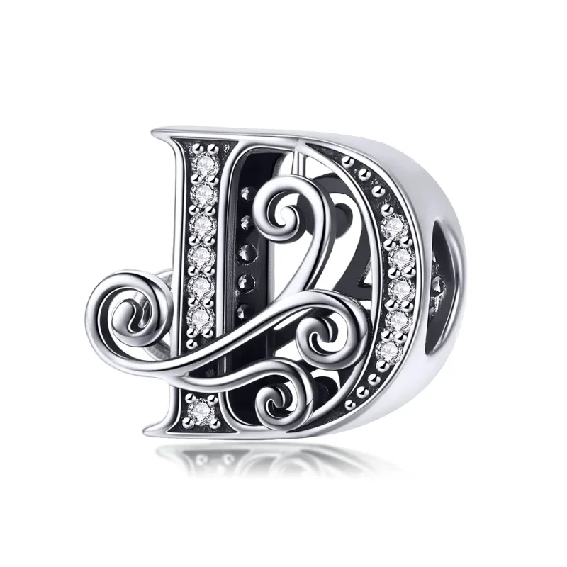 (image for) PANDORA Style Sparkling Pavé Flower Letter D Charm - BSC030-D - Product Image