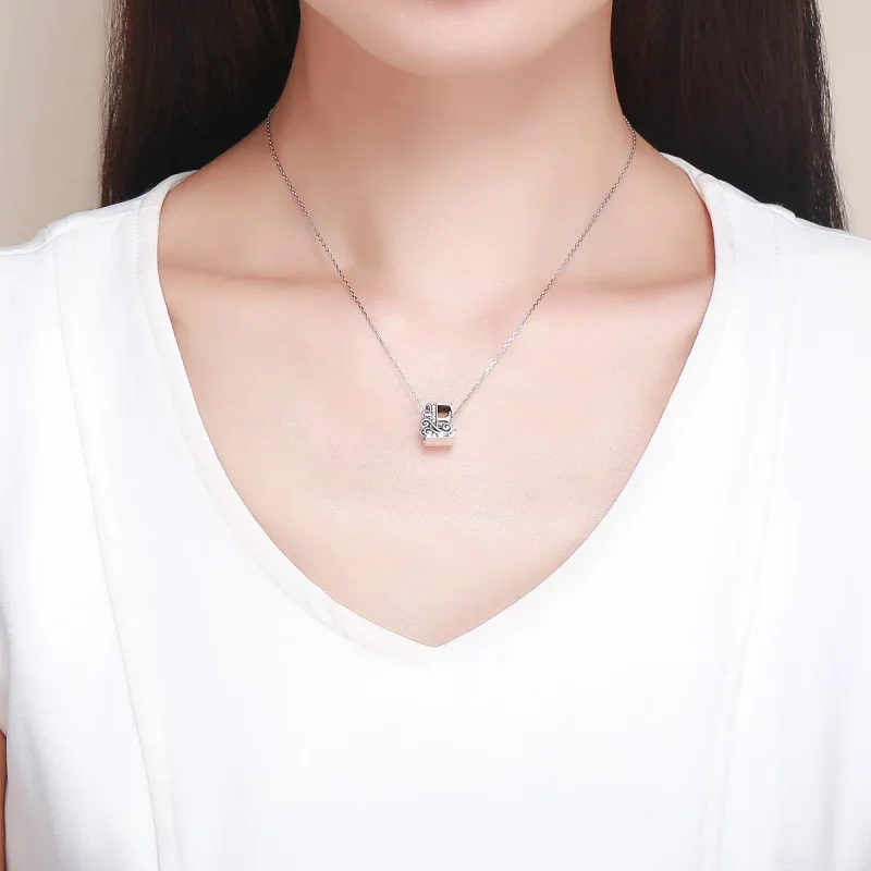 (image for) PANDORA Style Sparkling Pavé Flower Letter E Charm - BSC030-E - View 5