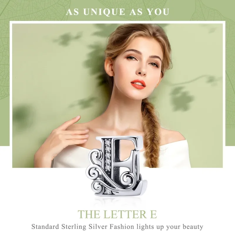 (image for) PANDORA Style Sparkling Pavé Flower Letter E Charm - BSC030-E - View 7