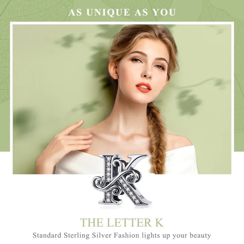 (image for) PANDORA Style Sparkling Pavé Flower Letter K Charm - BSC030-K - View 7