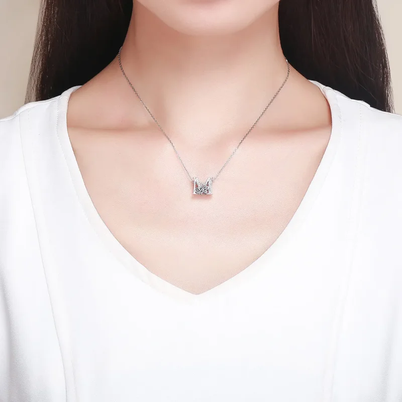 (image for) PANDORA Style Sparkling Pavé Flower Letter M Charm - BSC030-M - View 5