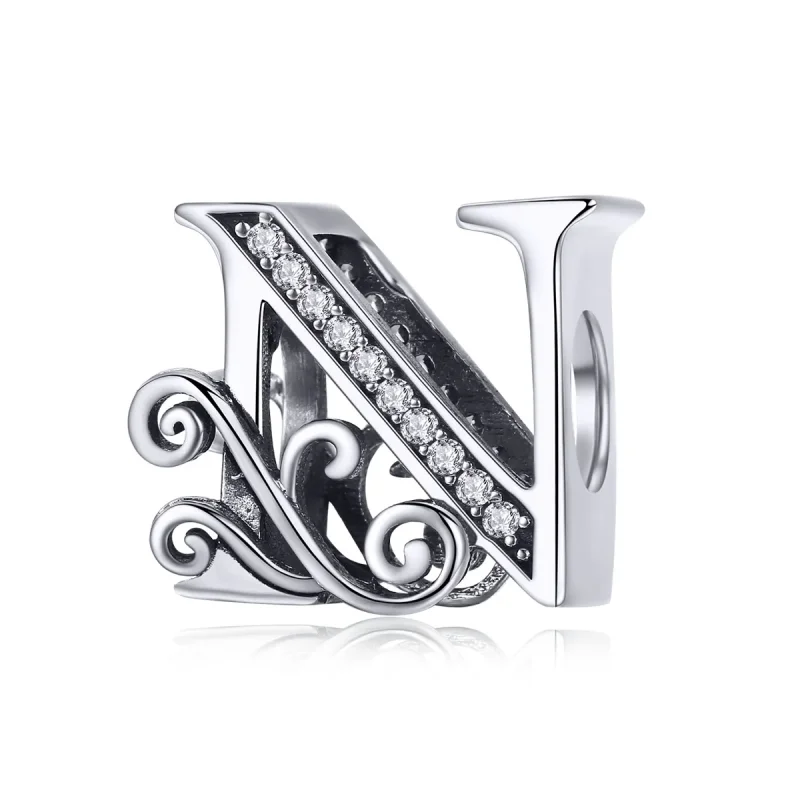 (image for) PANDORA Style Sparkling Pavé Flower Letter N Charm - BSC030-N - Product Image