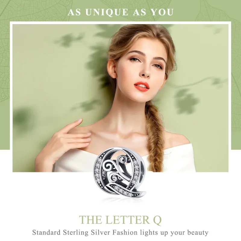 (image for) PANDORA Style Sparkling Pavé Flower Letter Q Charm - BSC030-Q - View 7