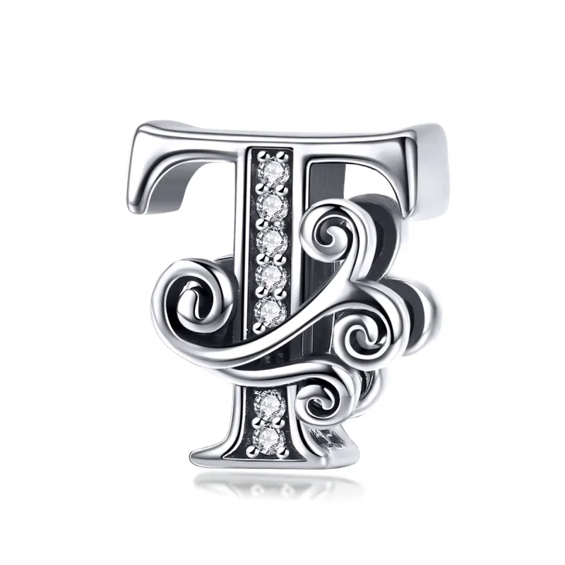 (image for) PANDORA Style Sparkling Pavé Flower Letter T Charm - BSC030-T - Product Image