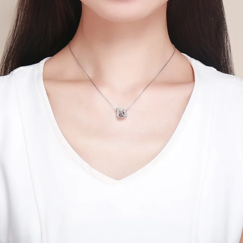 (image for) PANDORA Style Sparkling Pavé Flower Letter U Charm - BSC030-U - View 5