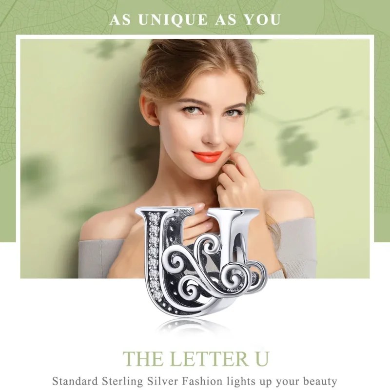 (image for) PANDORA Style Sparkling Pavé Flower Letter U Charm - BSC030-U - View 7