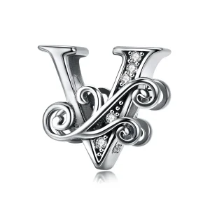 (image for) PANDORA Style Sparkling Pavé Flower Letter V Charm - BSC030-V
