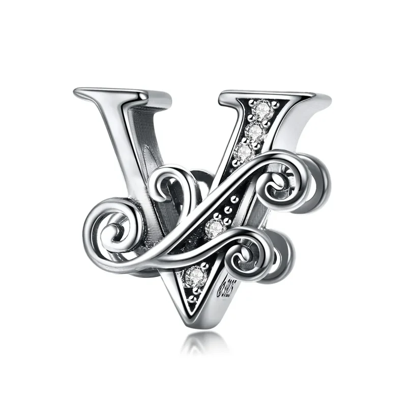 (image for) PANDORA Style Sparkling Pavé Flower Letter V Charm - BSC030-V - Product Image