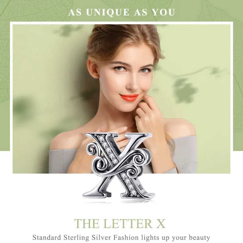 (image for) PANDORA Style Sparkling Pavé Flower Letter X Charm - BSC030-X - View 7