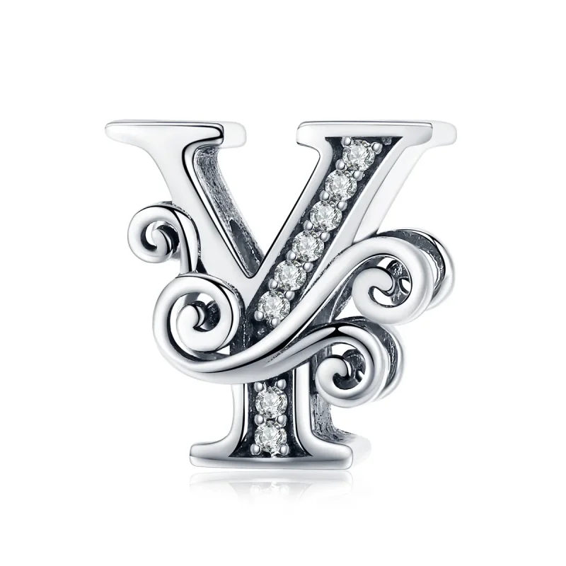(image for) PANDORA Style Sparkling Pavé Flower Letter Y Charm - BSC030-Y - Product Image