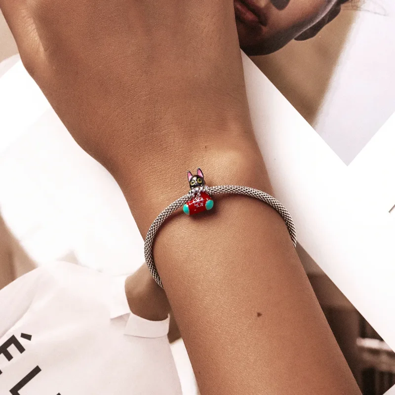 (image for) PANDORA Style Christmas Stockings Kitten Charm - SCC2036 - View 5