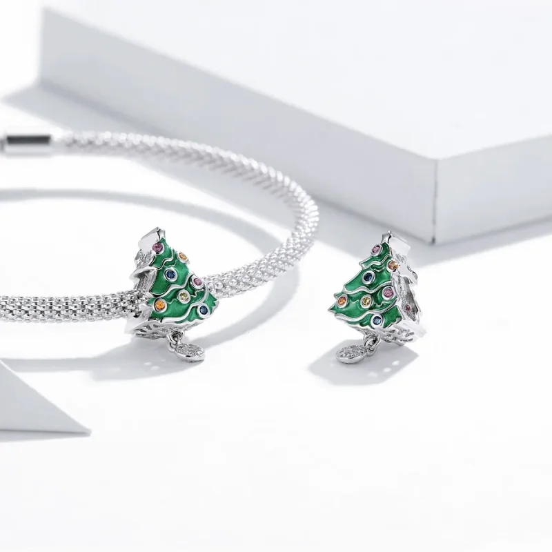 (image for) PANDORA Style Colorful Christmas Tree Charm - BSC374 - View 4