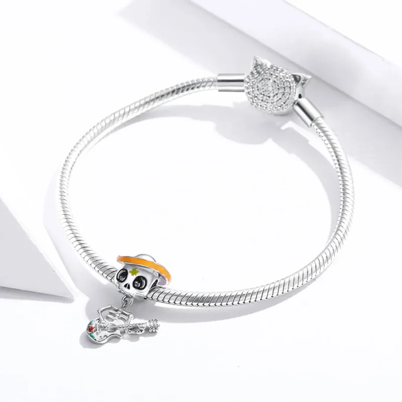 (image for) PANDORA Style Guitar Skull Man Charm - BSC327 - View 3