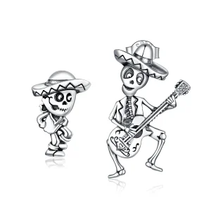 (image for) PANDORA Style Guitar Skull Man Stud Earrings - BSE420