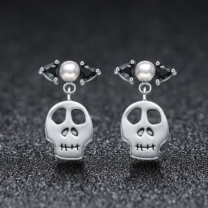 (image for) PANDORA Style Personality Skull Drop Earrings - VSE084 - View 2