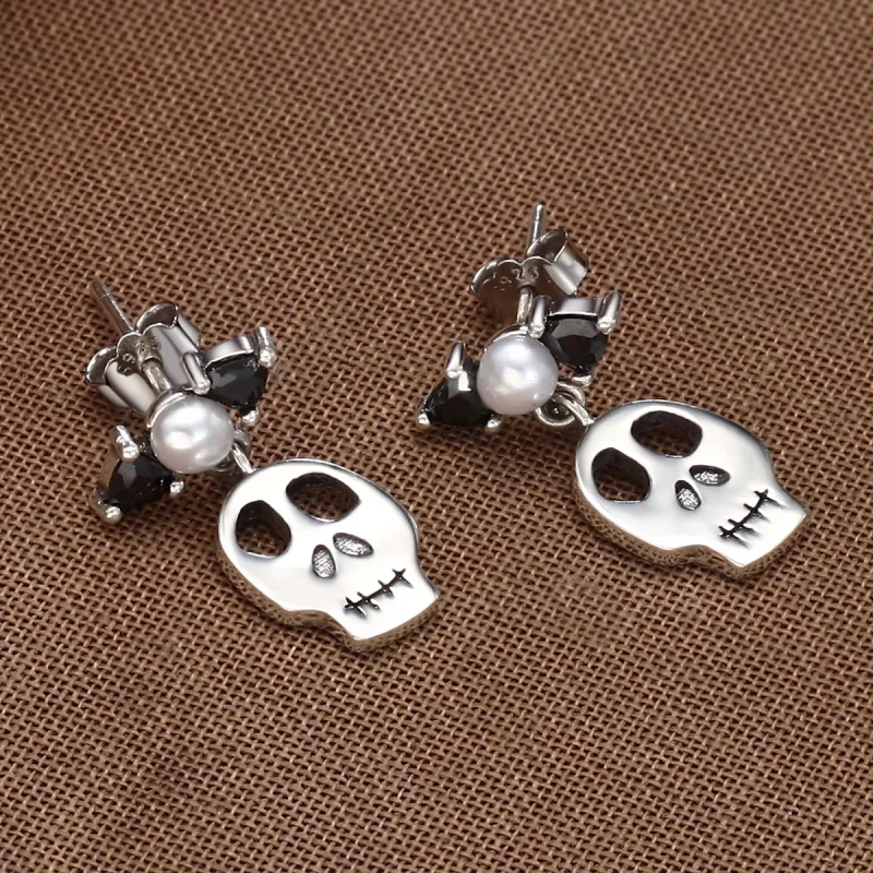 (image for) PANDORA Style Personality Skull Drop Earrings - VSE084 - View 4