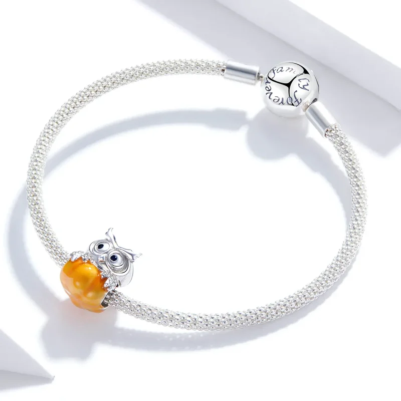 (image for) PANDORA Style Pumpkin Owl Charm - BSC342 - View 3