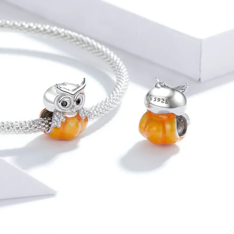 (image for) PANDORA Style Pumpkin Owl Charm - BSC342 - View 4