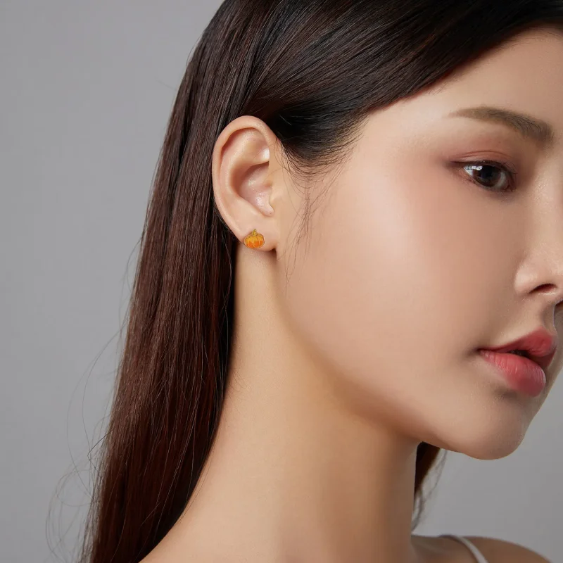 (image for) PANDORA Style Pumpkin Stud Earrings - SCE1246 - View 4