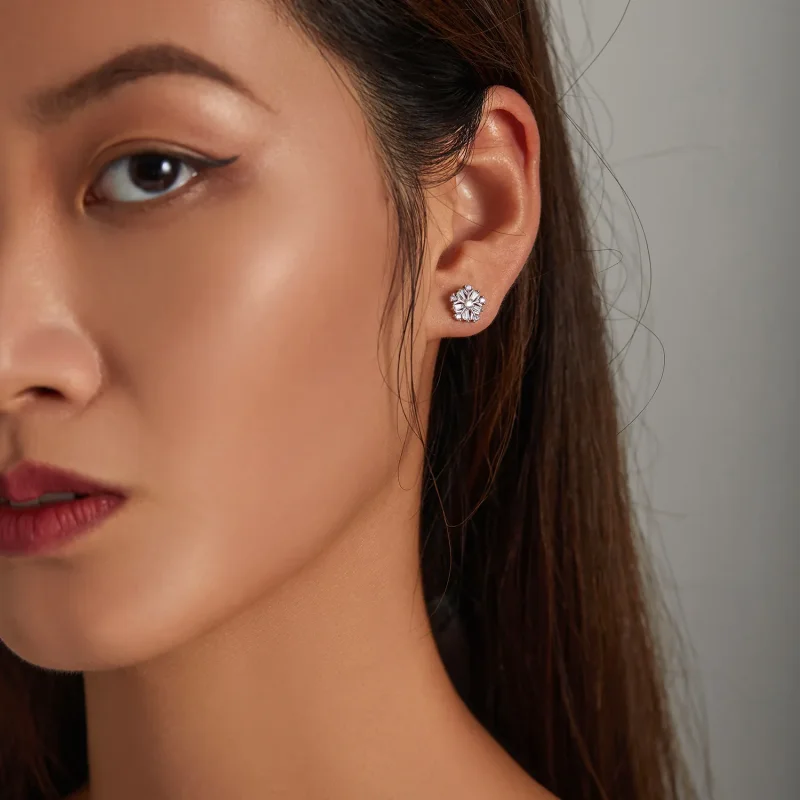 (image for) PANDORA Style Shining Snowflakes Stud Earrings - SCE1289 - View 5