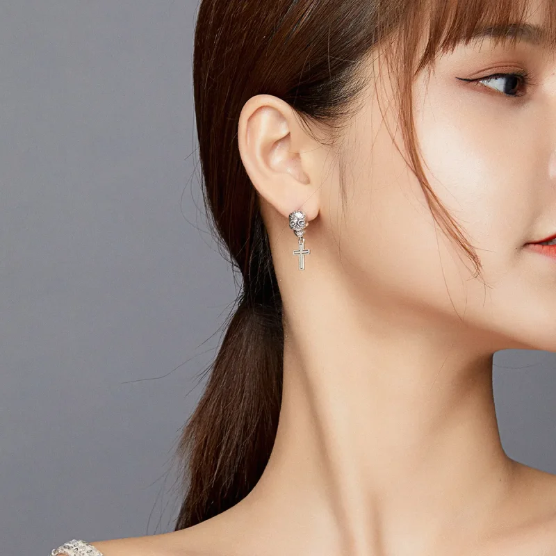 (image for) PANDORA Style Skull Cross Drop Earrings - BSE419 - View 8