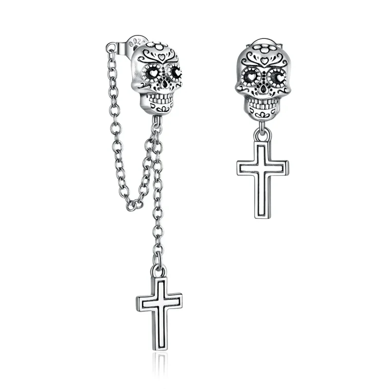 (image for) PANDORA Style Skull Cross Drop Earrings - BSE419 - Product Image