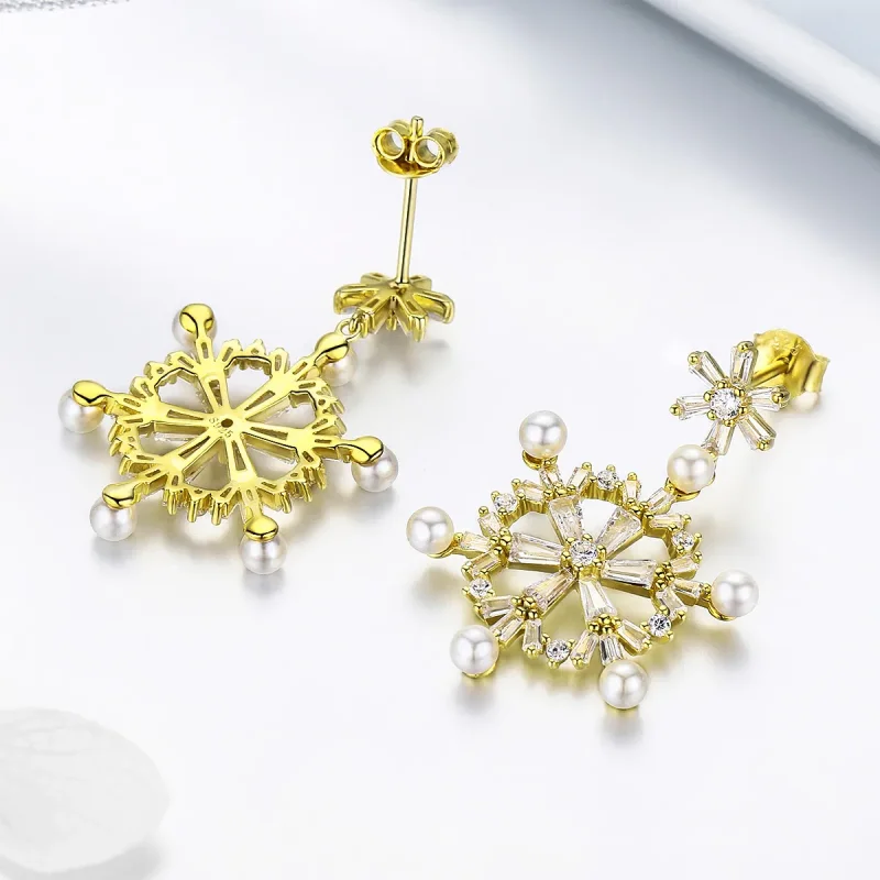 (image for) PANDORA Style Snowflakes Drop Earrings - BSE073 - View 4