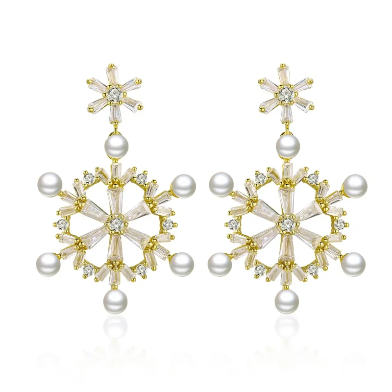 (image for) PANDORA Style Snowflakes Drop Earrings - BSE073 - Product Image