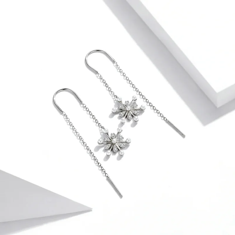 (image for) PANDORA Style Snowflakes Drop Earrings - SCE1305 - View 2