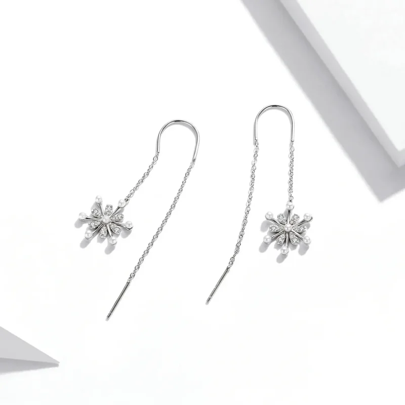 (image for) PANDORA Style Snowflakes Drop Earrings - SCE1305 - View 3