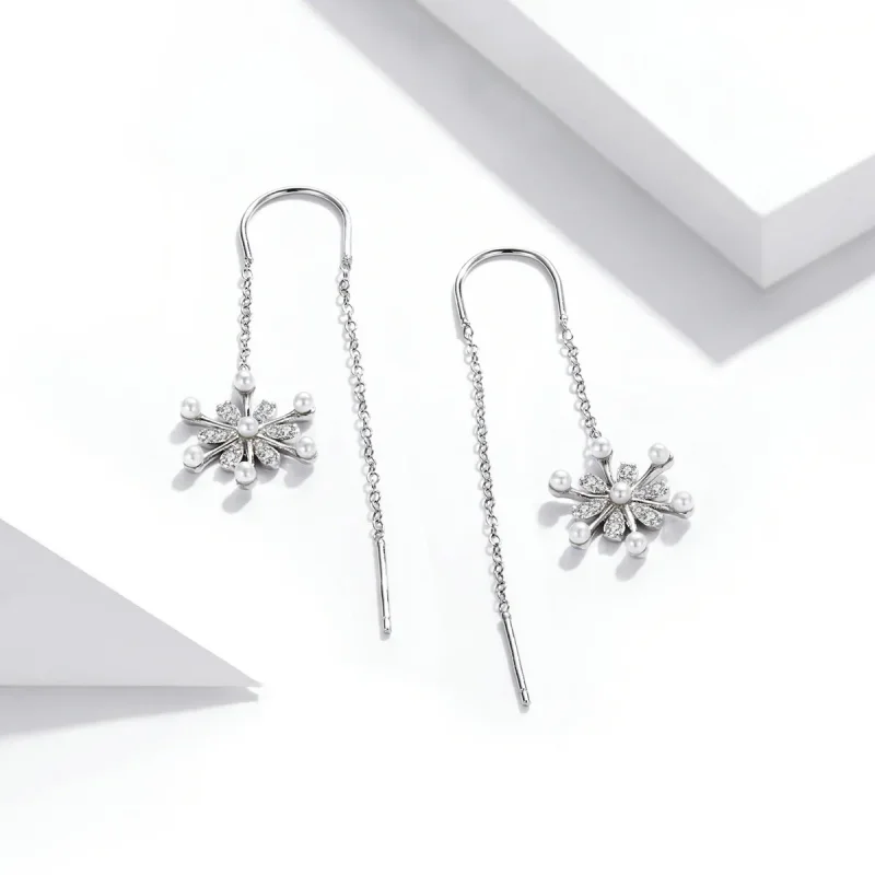 (image for) PANDORA Style Snowflakes Drop Earrings - SCE1305 - View 4