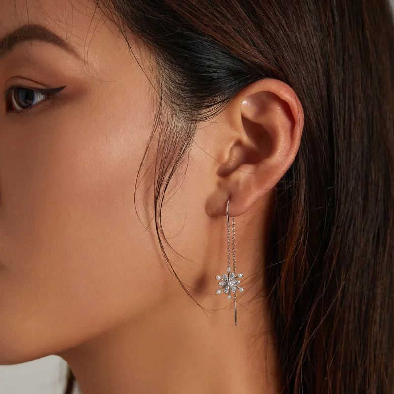 (image for) PANDORA Style Snowflakes Drop Earrings - SCE1305 - View 5