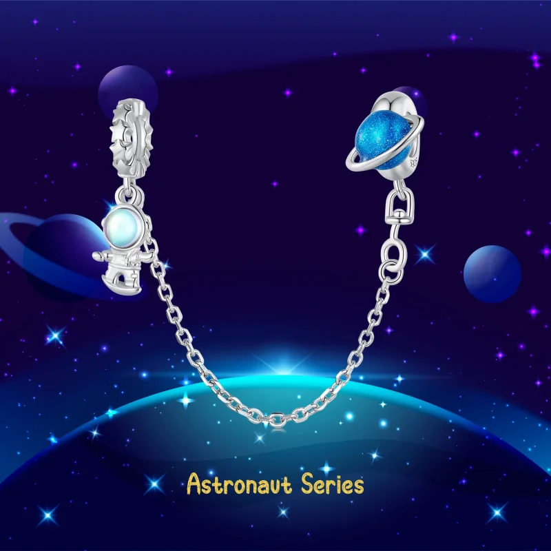 (image for) Pandora Style Astronaut and Planet Safety Chain - BSC792 - View 4