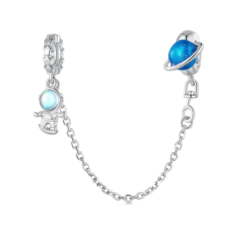 (image for) Pandora Style Astronaut and Planet Safety Chain - BSC792 - Product Image