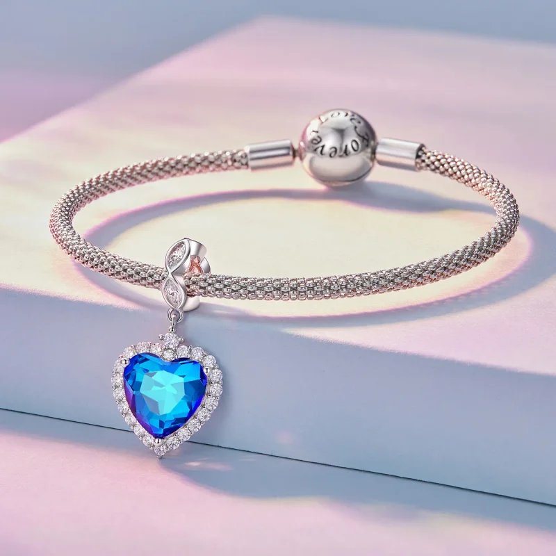 (image for) Pandora Style Blue Heart Charm - BSC775 - View 3