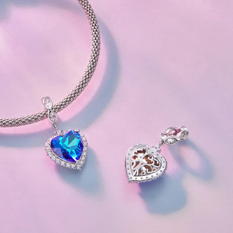 (image for) Pandora Style Blue Heart Charm - BSC775 - View 4