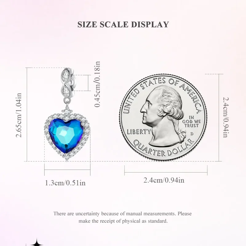 (image for) Pandora Style Blue Heart Charm - BSC775 - View 5