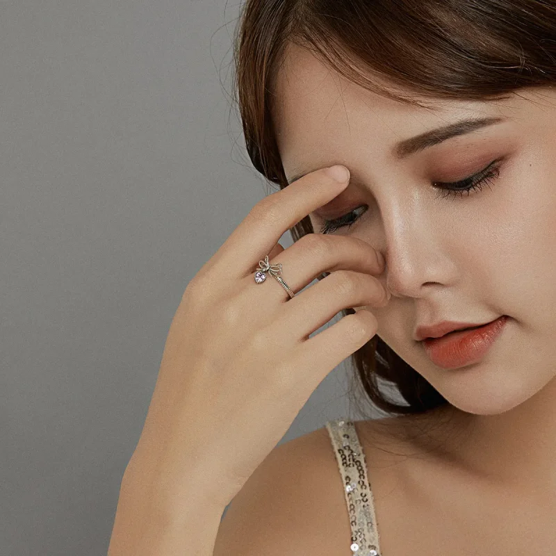 (image for) Pandora Style Bow Ring in Silver - SCR682 - View 5