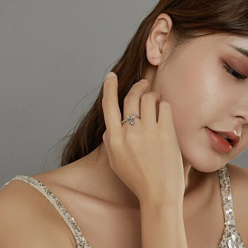 (image for) Pandora Style Bow Ring in Silver - SCR682 - View 7