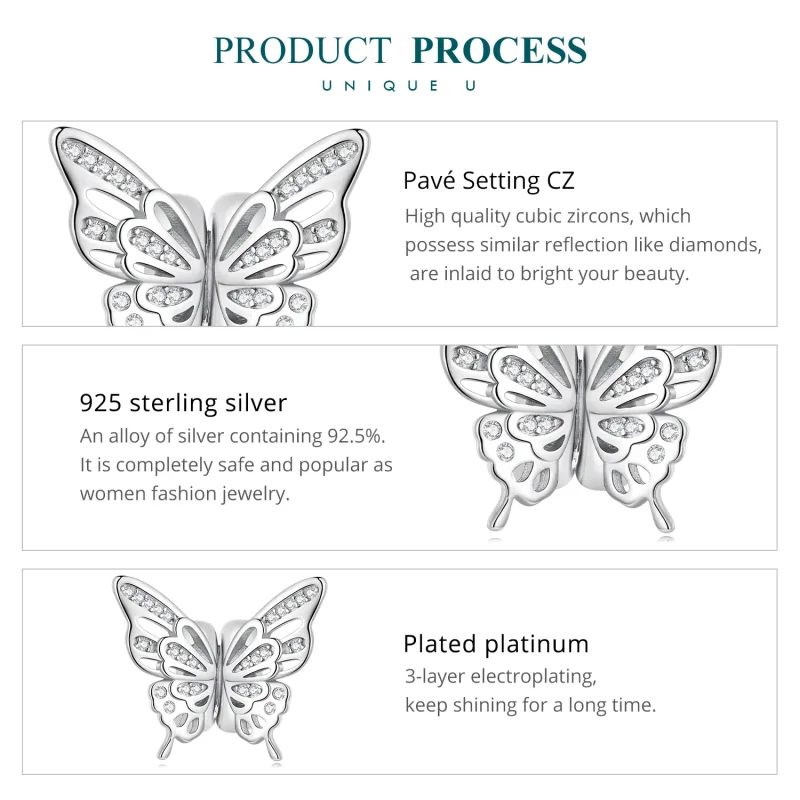 (image for) Pandora Style Butterflies Spacer Charm - BSC823 - View 6