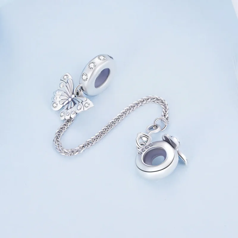 (image for) Pandora Style Butterfly Safety Chain - BSC801 - View 3