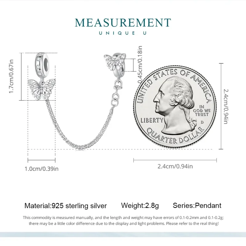 (image for) Pandora Style Butterfly Safety Chain - BSC801 - View 5