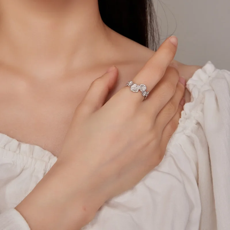 (image for) Pandora Style Classic Daisy Flower Band Ring - BSR382 - View 4