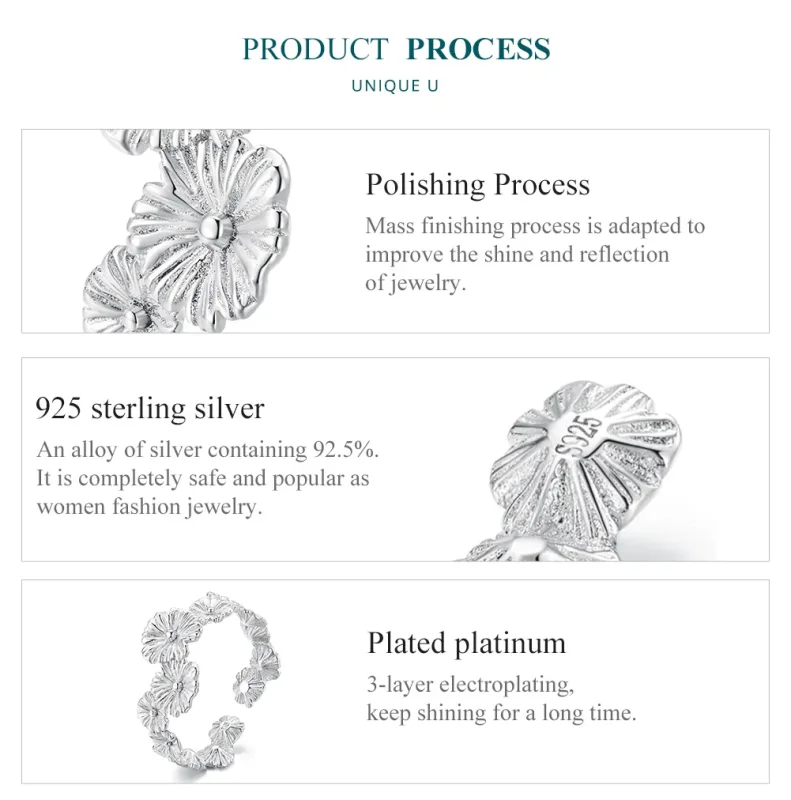 (image for) Pandora Style Classic Daisy Flower Band Ring - BSR382 - View 5