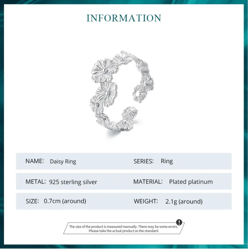 (image for) Pandora Style Classic Daisy Flower Band Ring - BSR382 - View 6