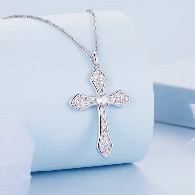 (image for) Pandora Style Cross Necklace - BSN303 - View 2