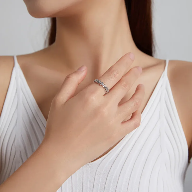 (image for) Pandora Style Daisy Band Ring - BSR184 - View 6