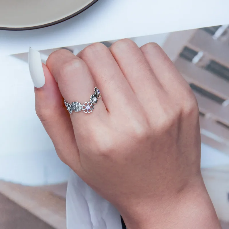 (image for) Pandora Style Daisy Chain Ring - SCR873 - View 6